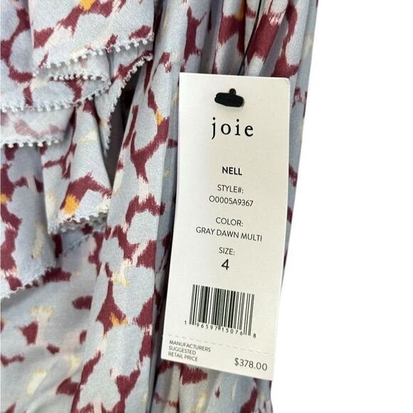 Joie Blue Floral Print Nell Silk Blend Ruffle Jumpsuit | Size 4 - Picture 7 of 11